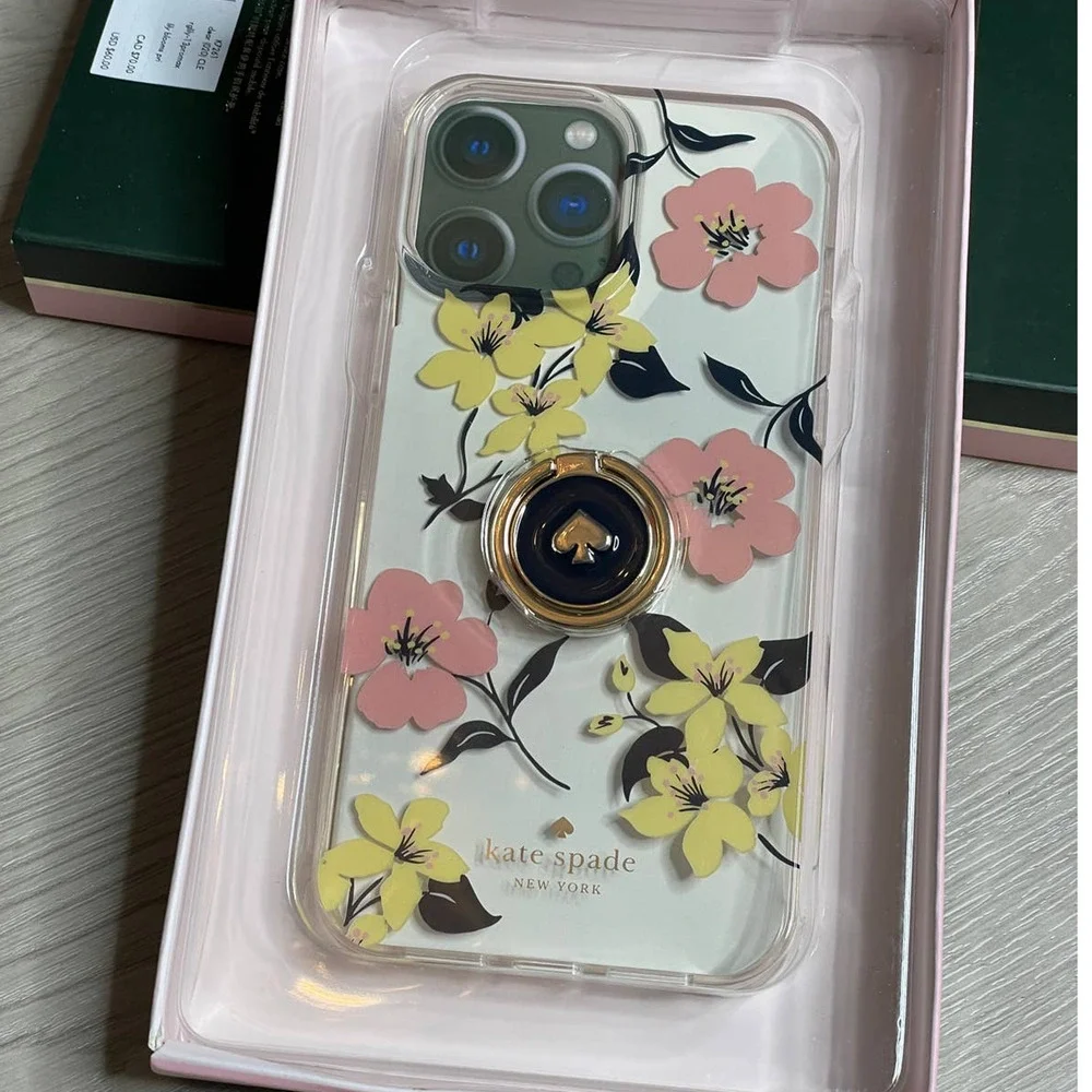 Kate Spade lily blooms stability ring resin iphone 13 pro case